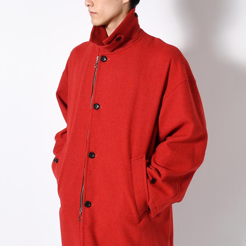 ROUND COAT TWEED -RED-