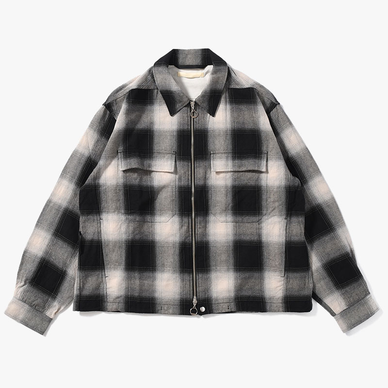 LAMB ZIP UP JACKET -BLACK PLAID-