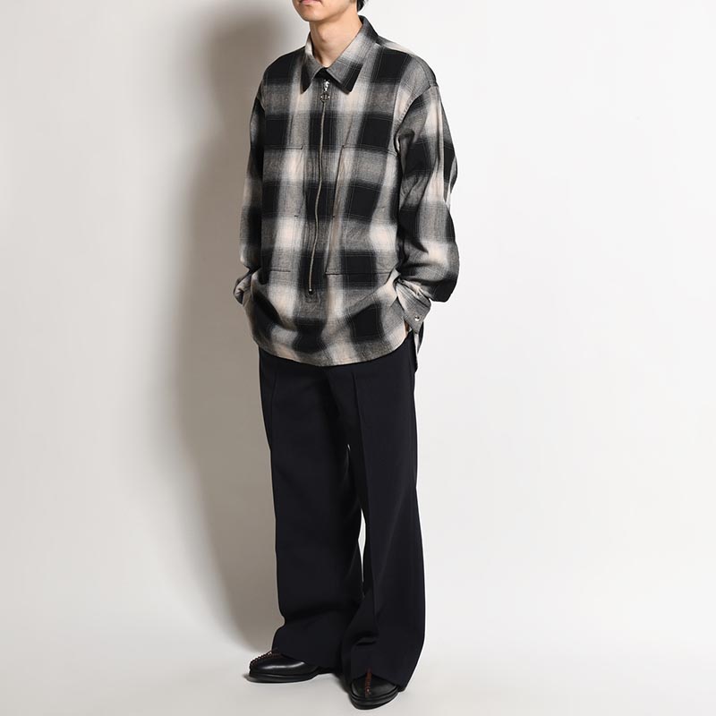 VARU ZIP SHIRT -BLACK PLAID-