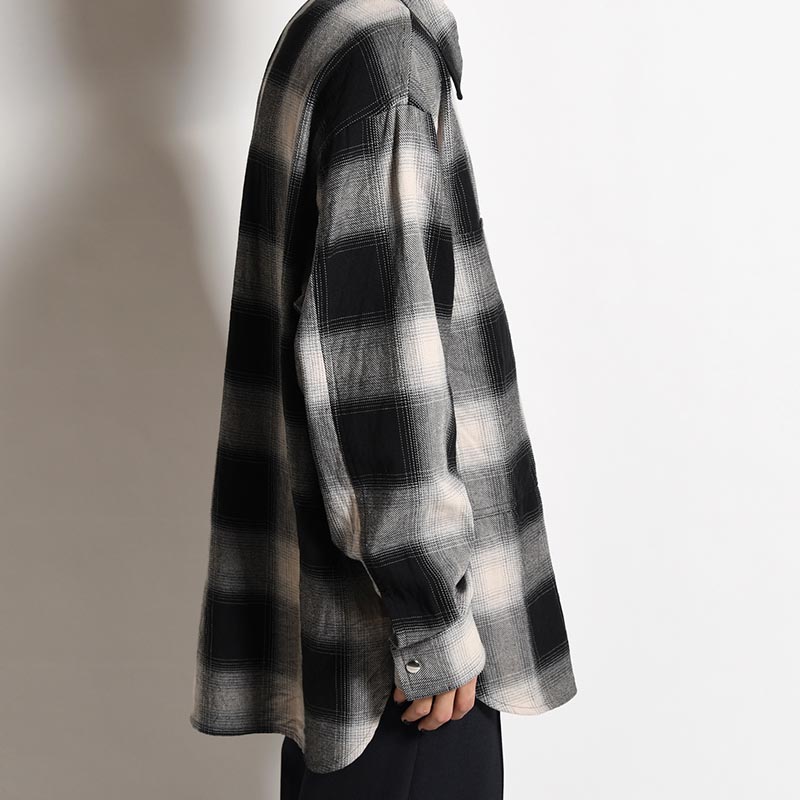 VARU ZIP SHIRT -BLACK PLAID-