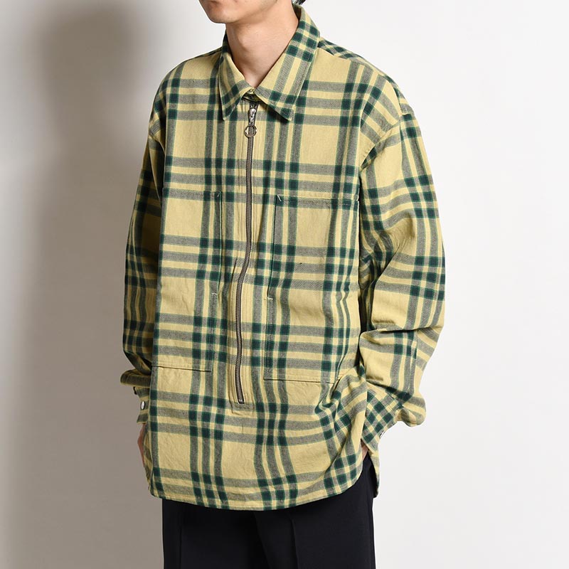 VARU ZIP SHIRT -BEIGE PLAID-