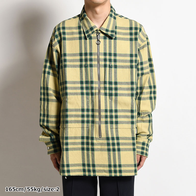 VARU ZIP SHIRT -BEIGE PLAID-