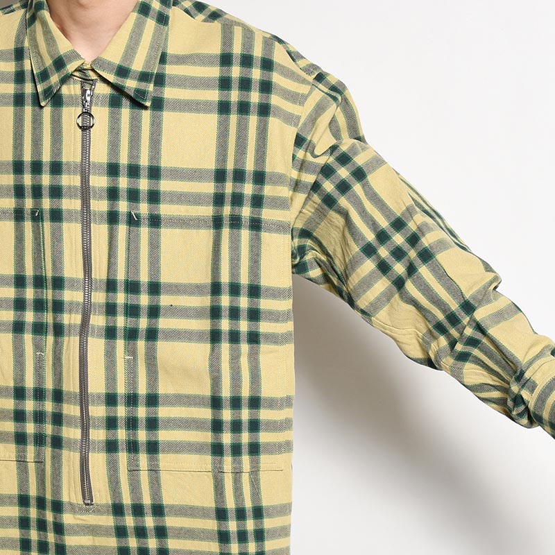 VARU ZIP SHIRT -BEIGE PLAID-