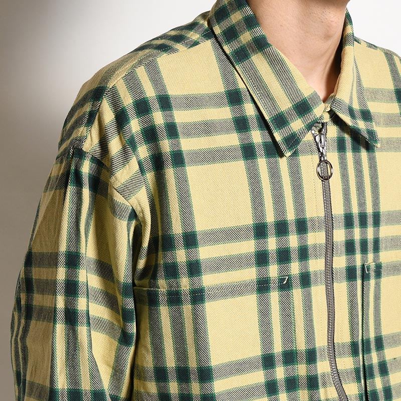 VARU ZIP SHIRT -BEIGE PLAID-