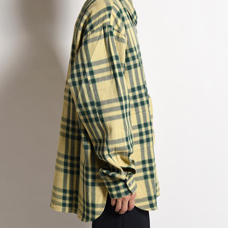 VARU ZIP SHIRT -BEIGE PLAID-