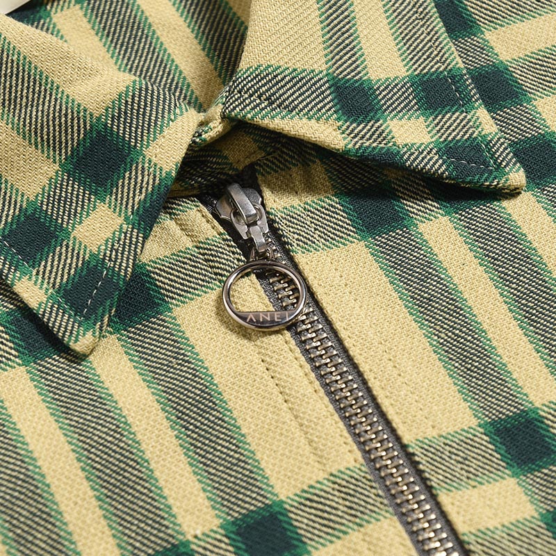 VARU ZIP SHIRT -BEIGE PLAID-