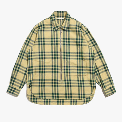 VARU ZIP SHIRT -BEIGE PLAID-