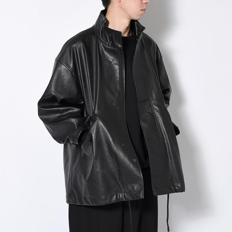 STAND COLLAR COAT -BLACK-