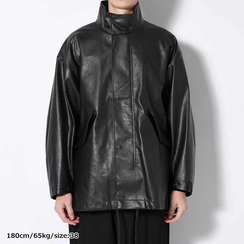 STAND COLLAR COAT -BLACK-