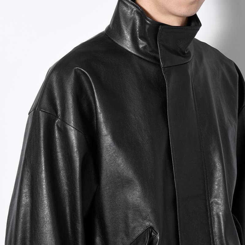 STAND COLLAR COAT -BLACK-