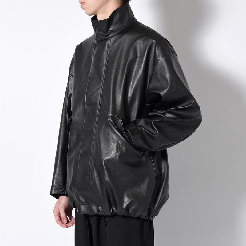 STAND COLLAR COAT -BLACK-