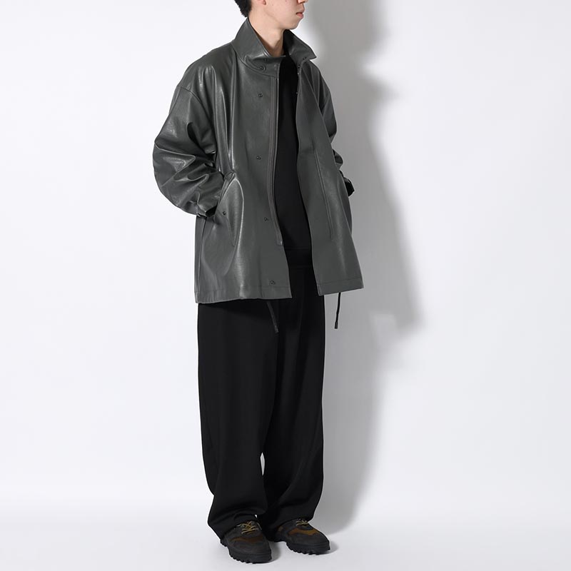 STAND COLLAR COAT -CHARCOAL-