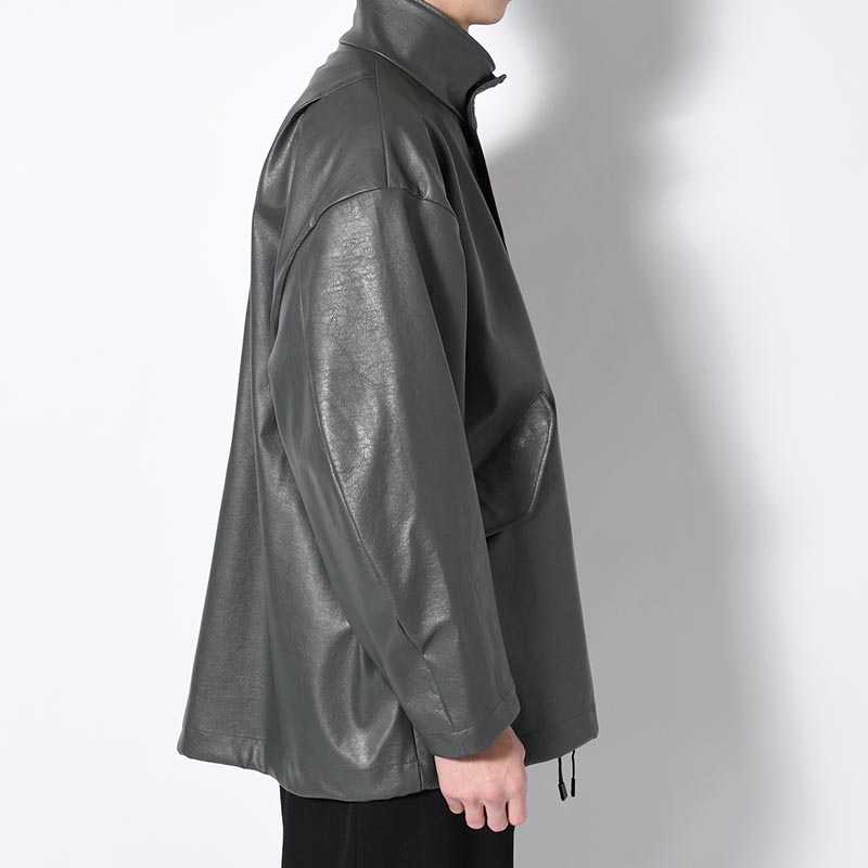 STAND COLLAR COAT -CHARCOAL-