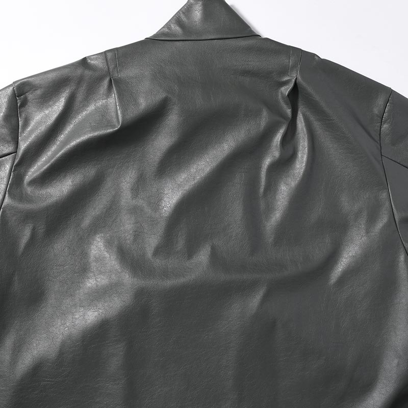 STAND COLLAR COAT -CHARCOAL-