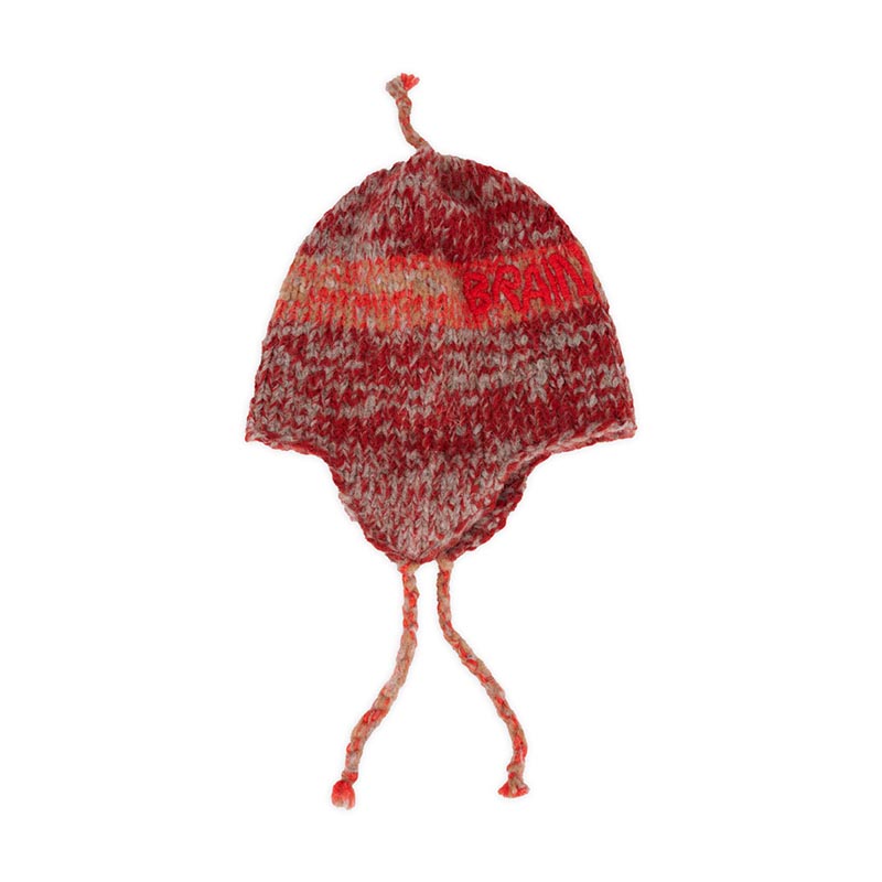 ALPAKA KNIT EAR FLAP BEANIE -RED-