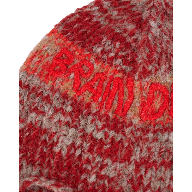 ALPAKA KNIT EAR FLAP BEANIE -RED-