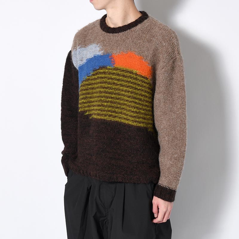 BOXY KNIT SWEATER -BROWN-