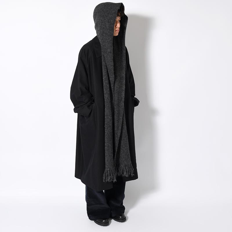 Alpaca Knit hoodie Scarf -HeatherBlack-