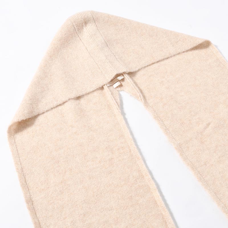 Alpaca Knit hoodie Scarf -HeatherBeige-