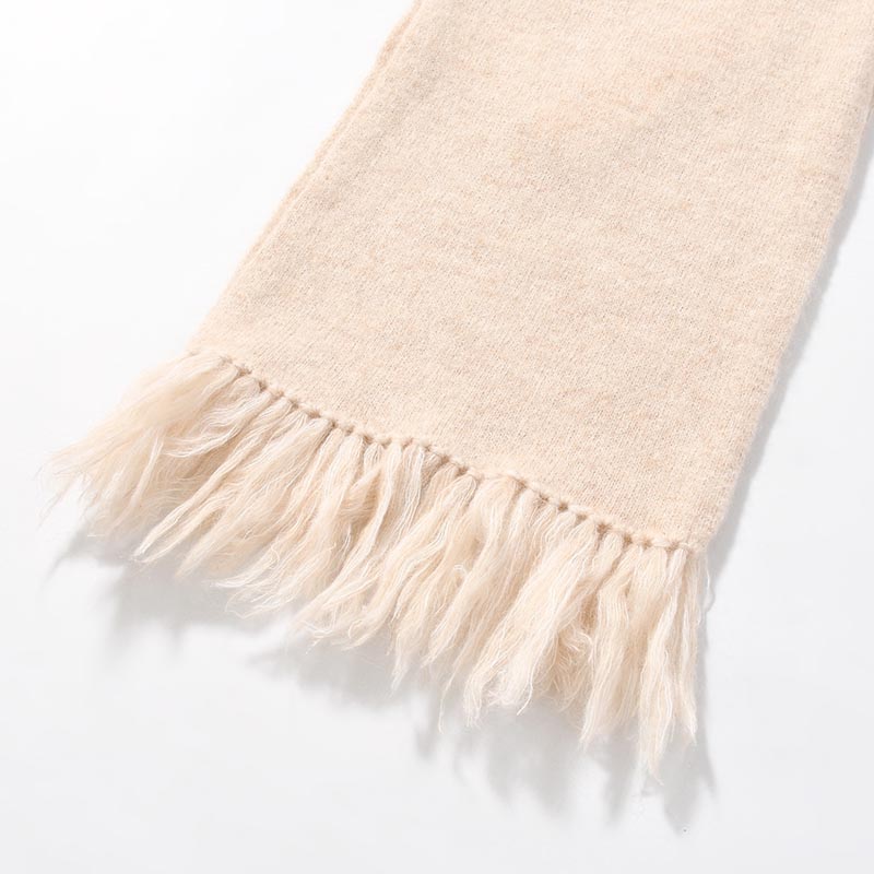 Alpaca Knit hoodie Scarf -HeatherBeige-