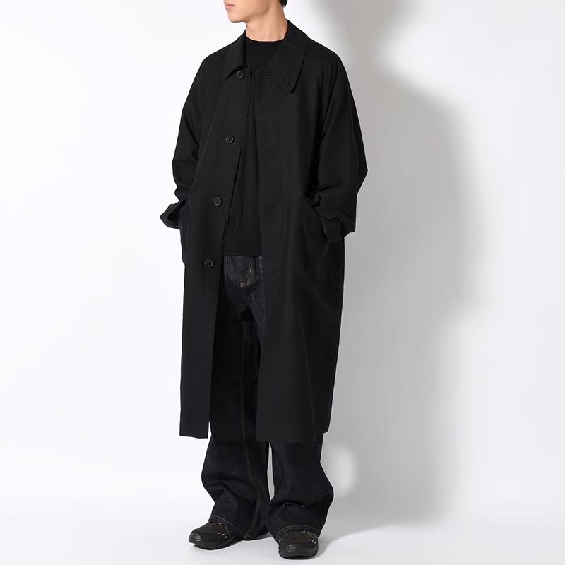 Wool Napping Sniper Cape Collar Coat -Black-