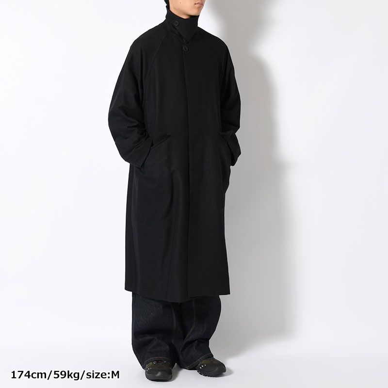 Wool Napping Sniper Cape Collar Coat -Black-