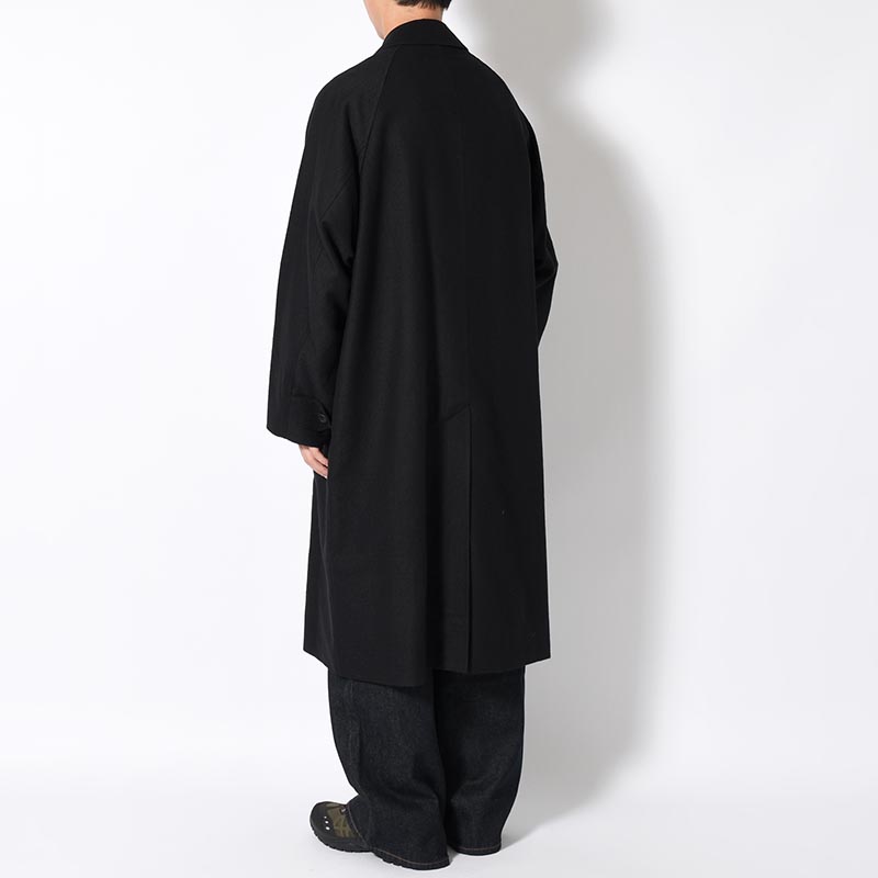 Wool Napping Sniper Cape Collar Coat -Black-