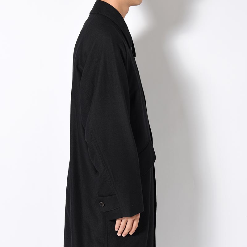 Wool Napping Sniper Cape Collar Coat -Black-