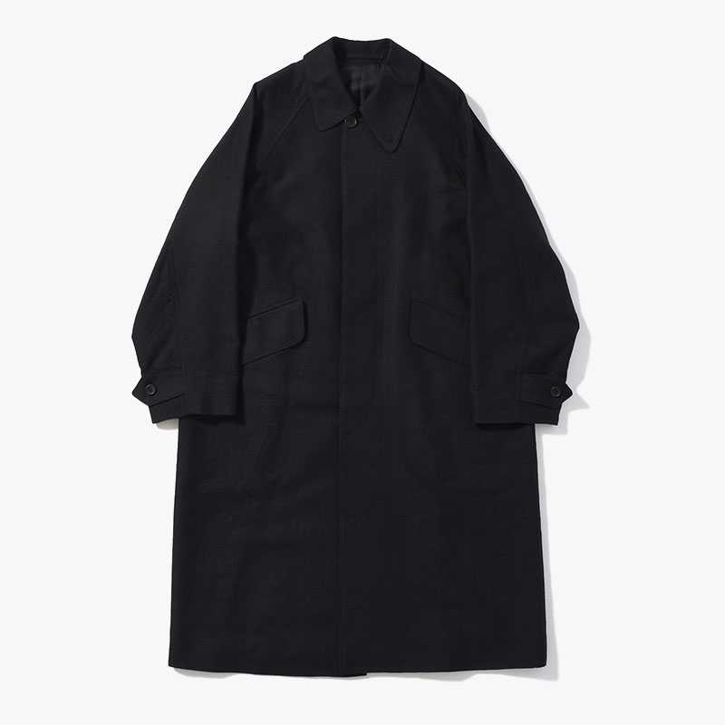 Wool Napping Sniper Cape Collar Coat -Black-