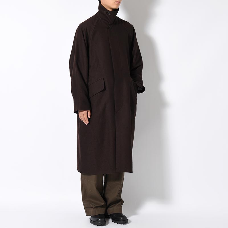 Wool Napping Sniper Cape Collar Coat -Chocolate-