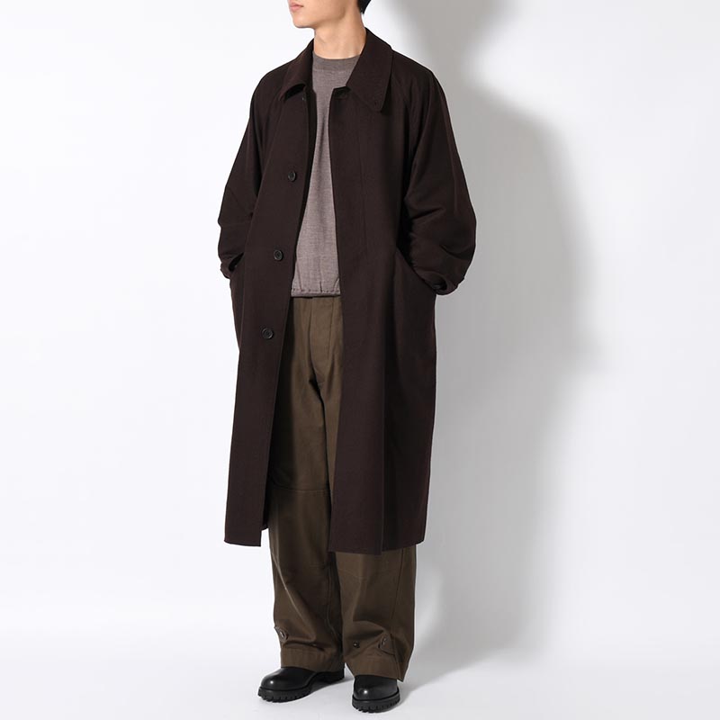 Wool Napping Sniper Cape Collar Coat -Chocolate-