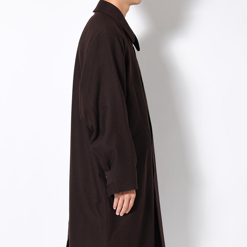 Wool Napping Sniper Cape Collar Coat -Chocolate-