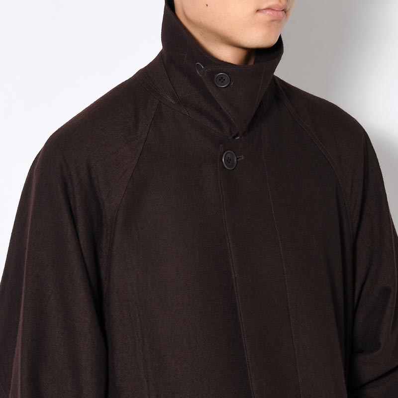 Wool Napping Sniper Cape Collar Coat -Chocolate-