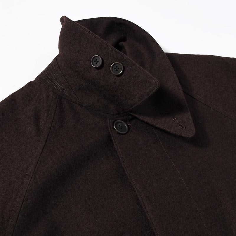 Wool Napping Sniper Cape Collar Coat -Chocolate-