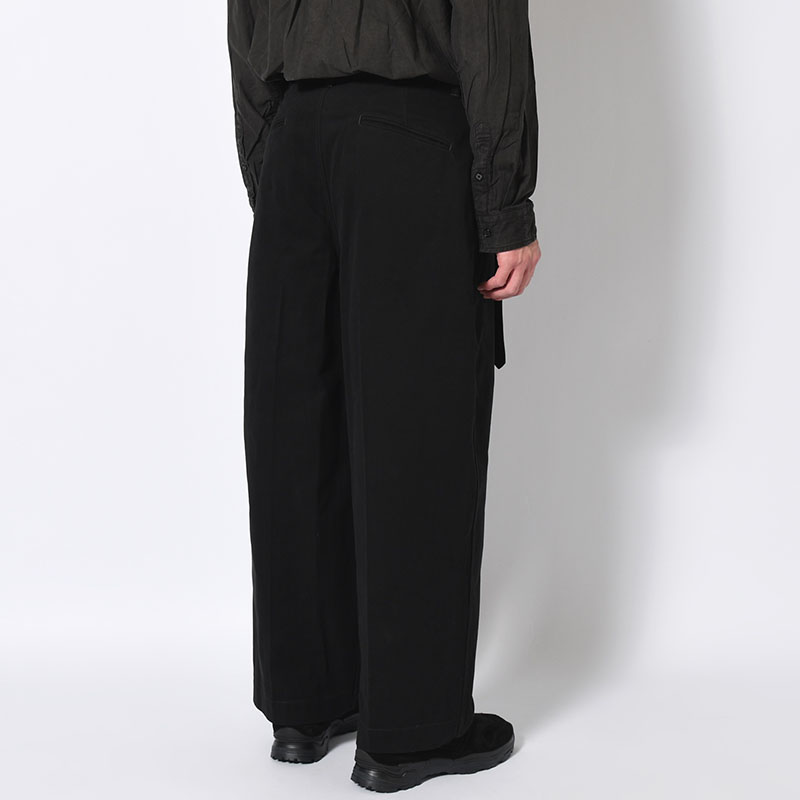 Brushed Twill Belted Trousers -Black-