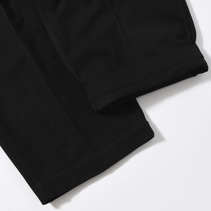 Brushed Twill Belted Trousers -Black-