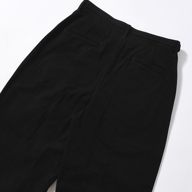 Brushed Twill Belted Trousers -Black-