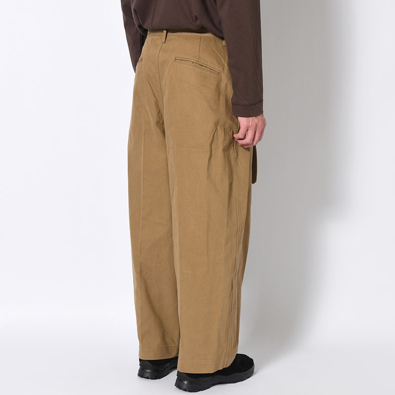 Brushed Twill Belted Trousers -Beige-