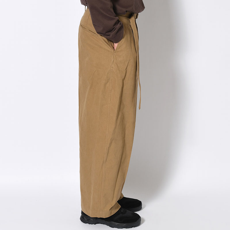 Brushed Twill Belted Trousers -Beige-