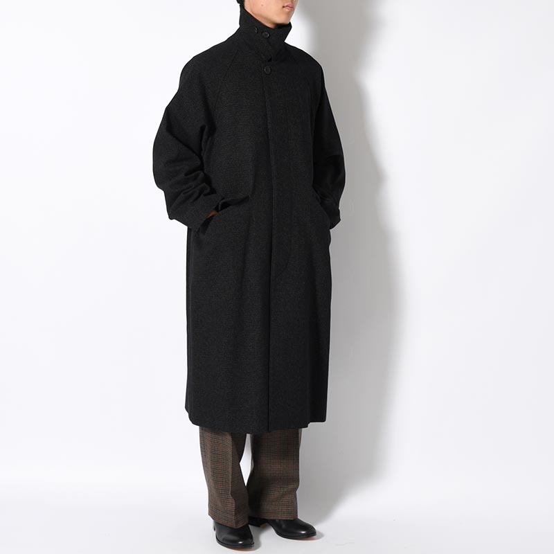 Tweed Sniper Cape Collar Coat -Black-