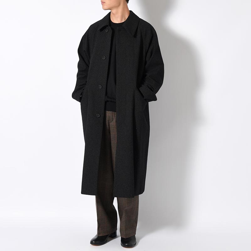 Tweed Sniper Cape Collar Coat -Black-