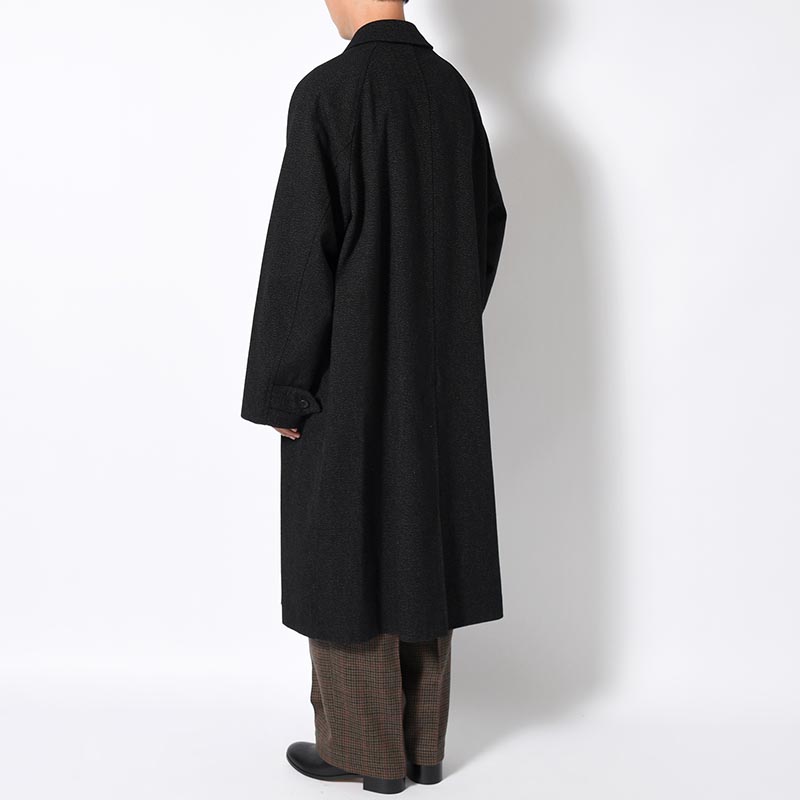 Tweed Sniper Cape Collar Coat -Black-