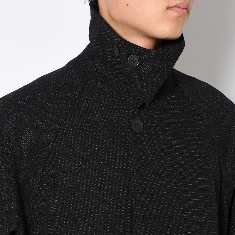 Tweed Sniper Cape Collar Coat -Black-