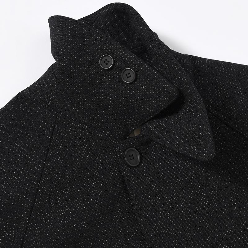 Tweed Sniper Cape Collar Coat -Black-