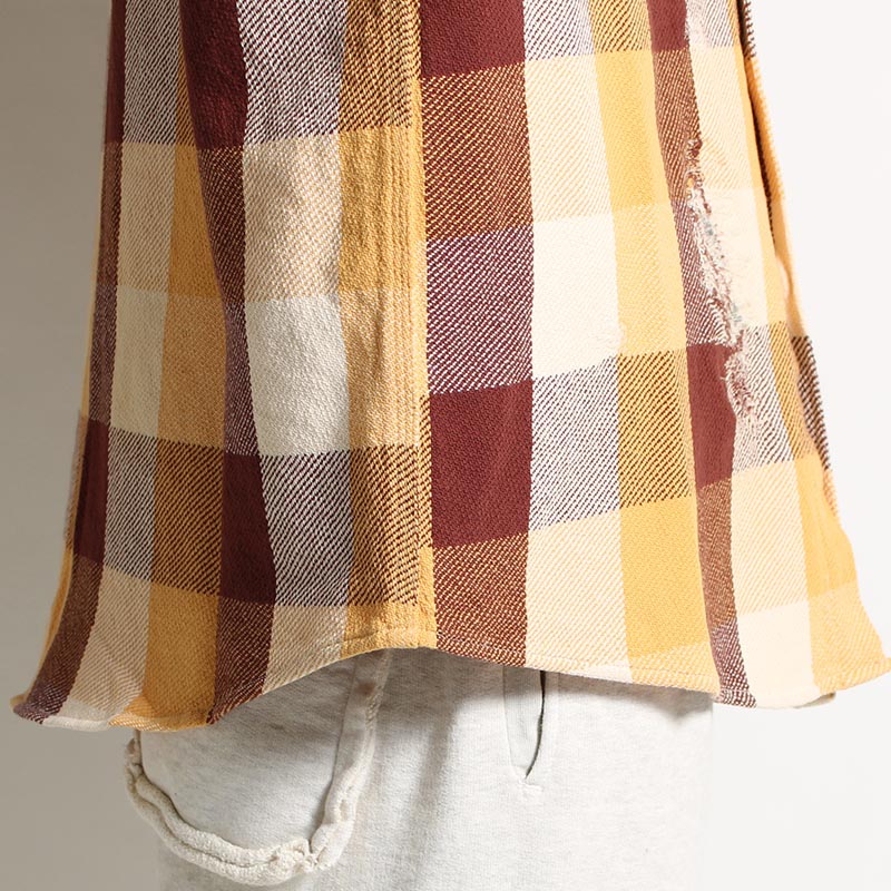 REPAIR AGEING FLANNEL SHIRT -BROWN×YELLOW×WHITE AGEING-