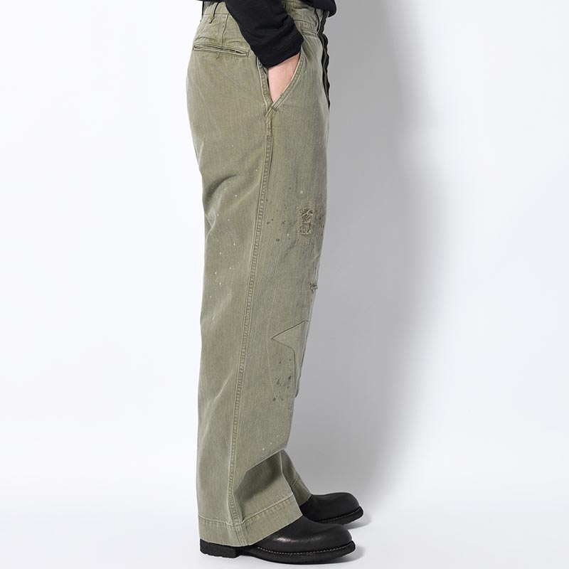 M43 HBT COMBAT TROUSERS -OD REPAIRED-