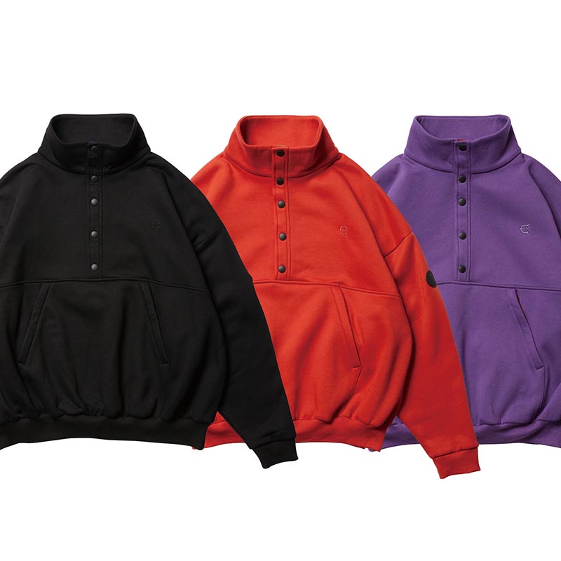 SNAP BUTTON STAND SWEAT TOP -3.COLOR-