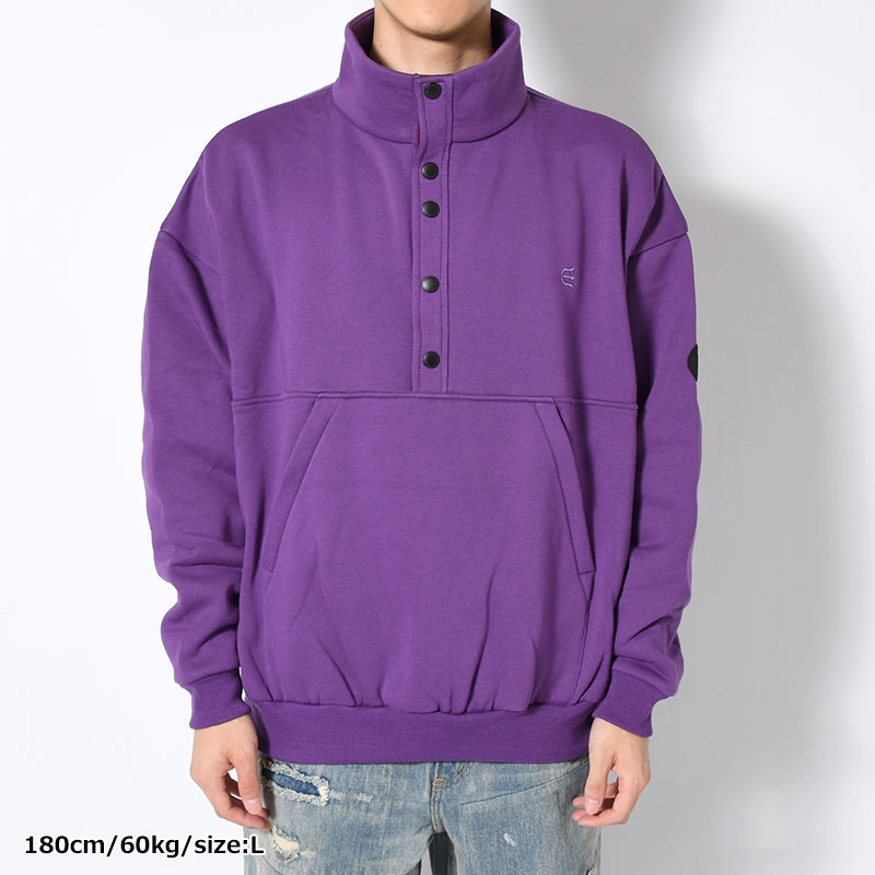 SNAP BUTTON STAND SWEAT TOP -3.COLOR-