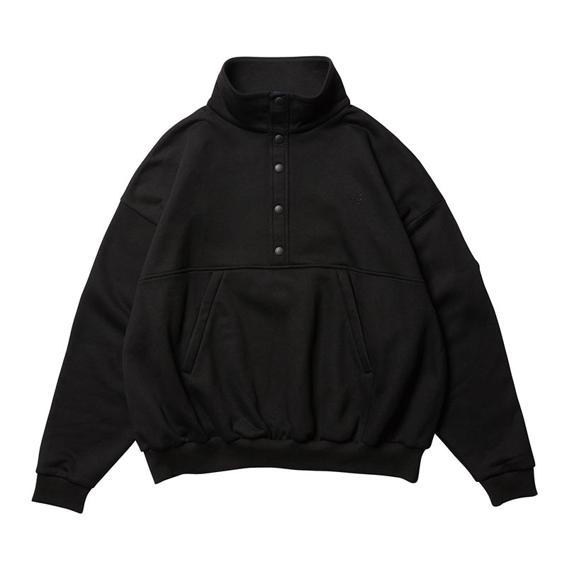 SNAP BUTTON STAND SWEAT TOP -3.COLOR-(BLACK)