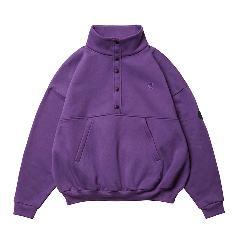 SNAP BUTTON STAND SWEAT TOP -3.COLOR-(PURPLE)